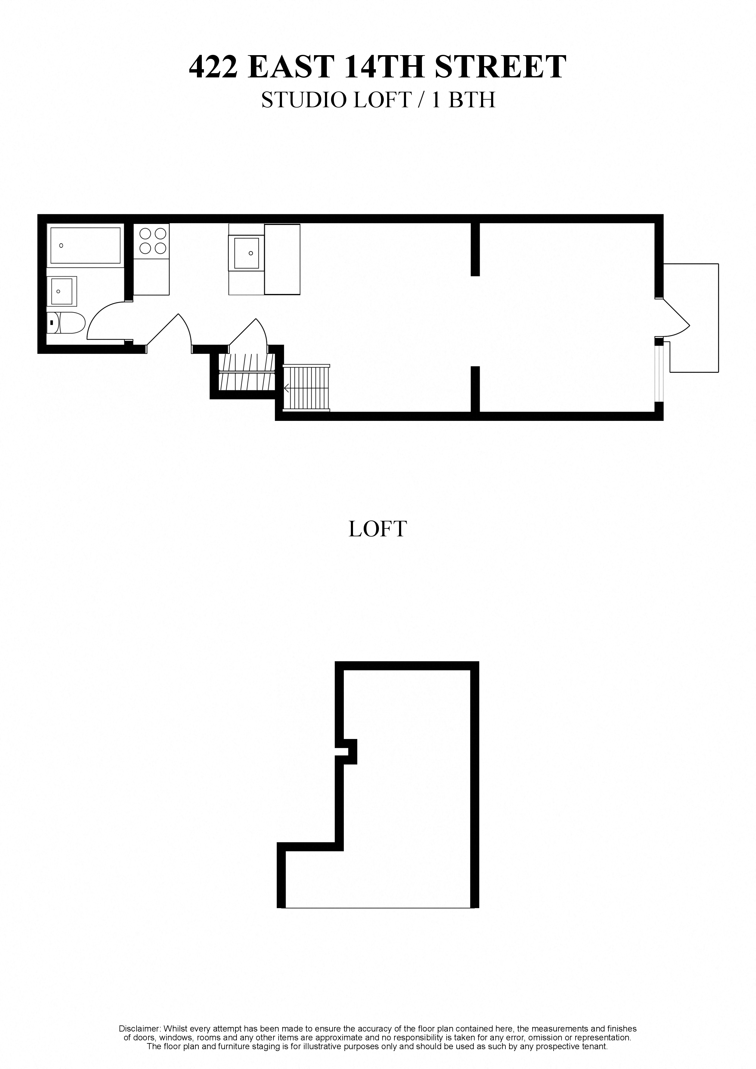 Floor plan for loft studio at 422 East 14th Street New York